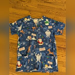 Rudolph the Red-Nosed Reindeer women's scrub top size small